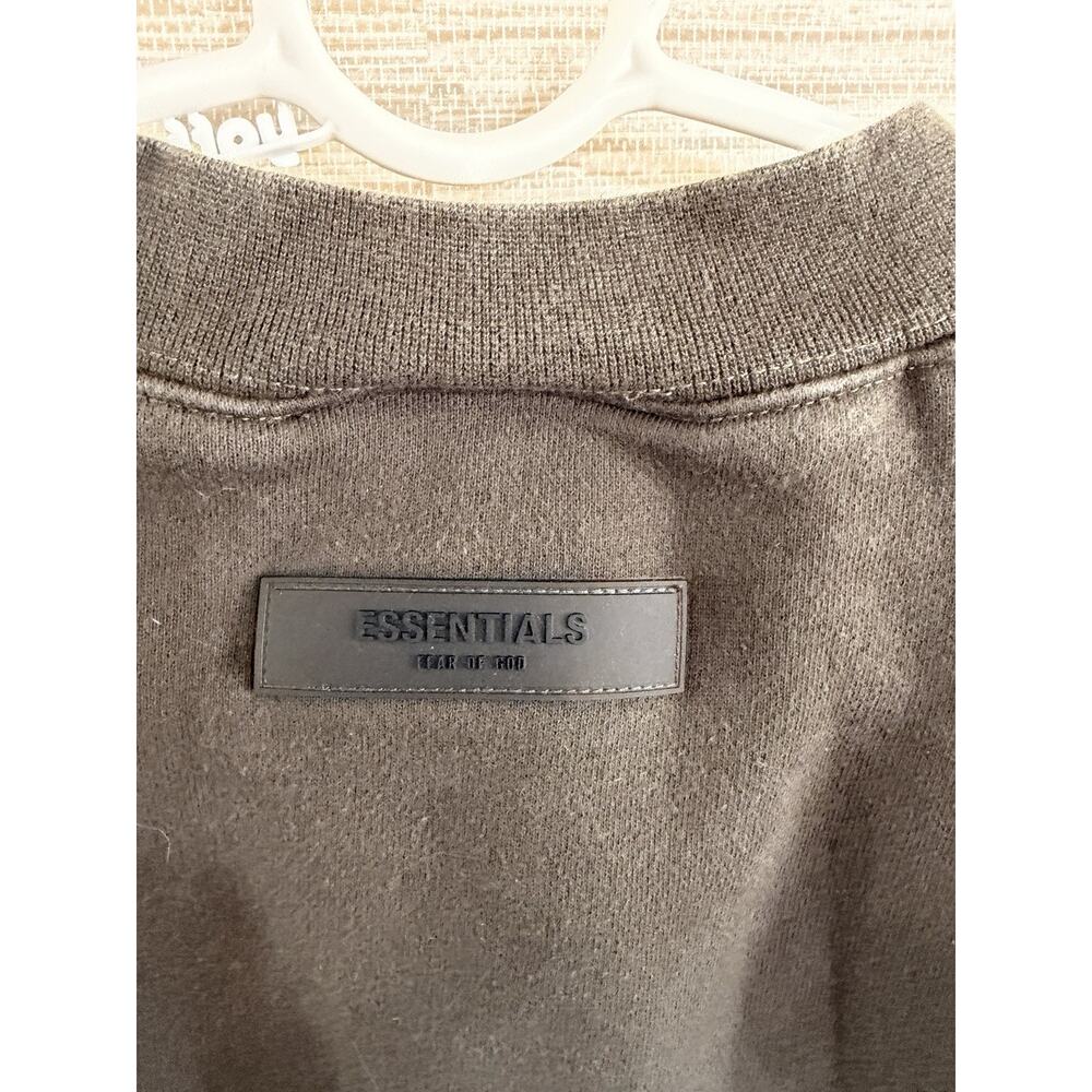 Essentials Dark Brown Pullover Sweatshirt Logo Crew Neck Long Sleeve XS - Picture 7 of 7